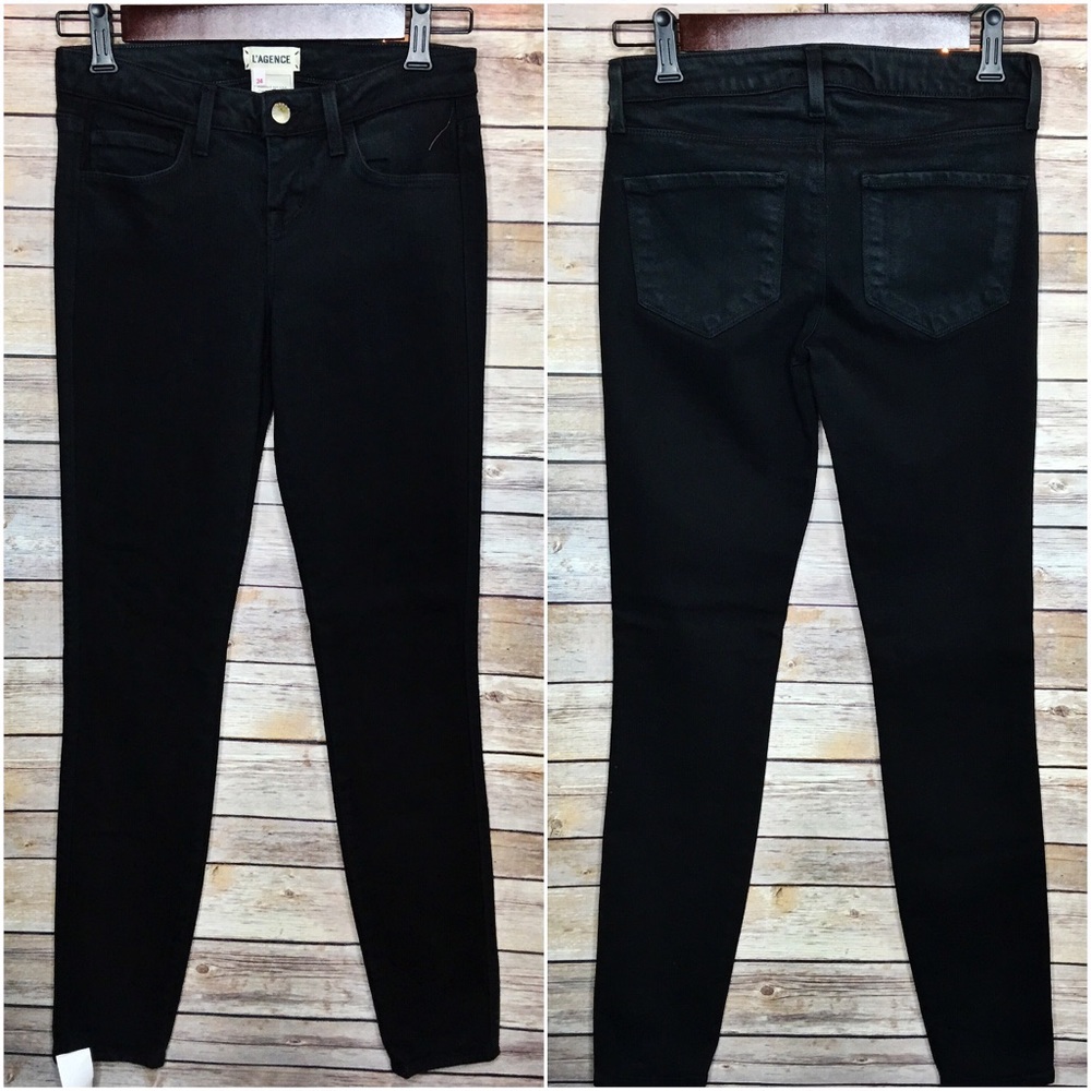 🖤L’AGENCE Chantal Low Rise Black Skinny Jeans 24